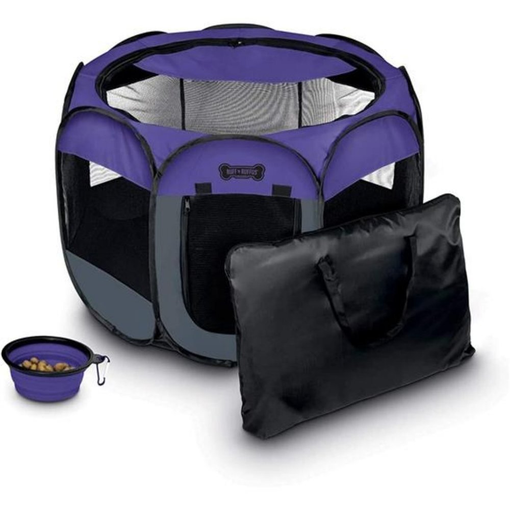 Portable Foldable Pet Playpen + Free Carrying Case (Medium (29"x29"x17"))
